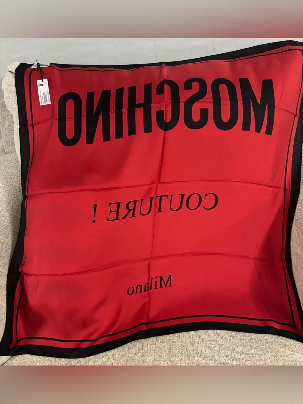 MOSCHINO Couture Silk Logo Scarf